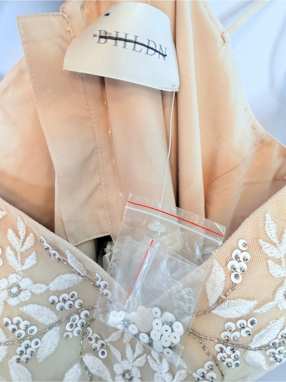 Anthropologie BHLDN Elowen nude chiffon gown with bead and sequins size 6 - Picture 9 of 12